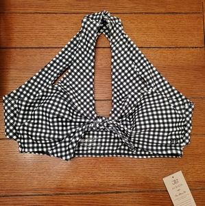 Albion Fit Black Check Knot Bikini Top